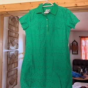 crown & ivy Emerald Eyelet Polo Dress